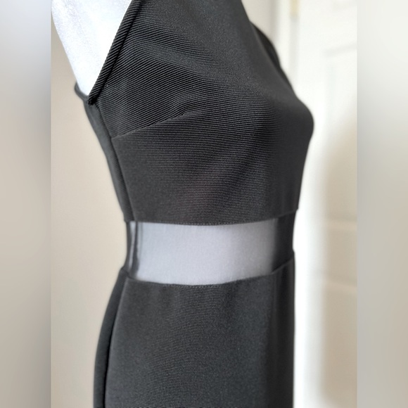 Black midi mesh panel dress - Picture 2 of 5